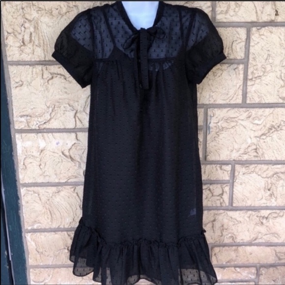 Embroidered Sheer Black gorgeous Dress Size XS Wednesday, Adams - Picture 11 of 12